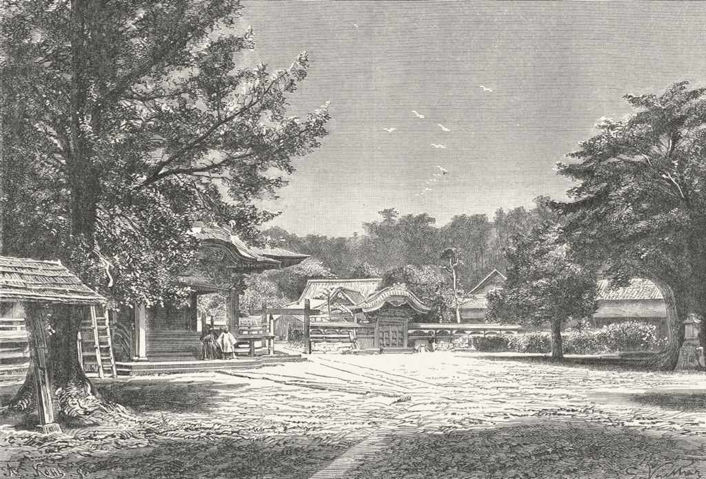 JAPAN. Japanese Landscape-view at Fuzisava c1885 old antique print picture